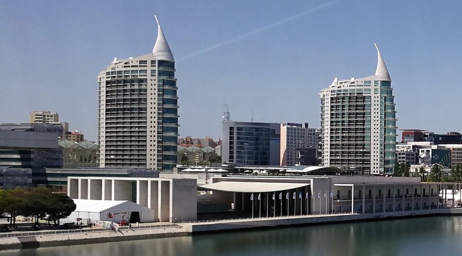 Lisbon Portugal skyline city lights and historic buildings